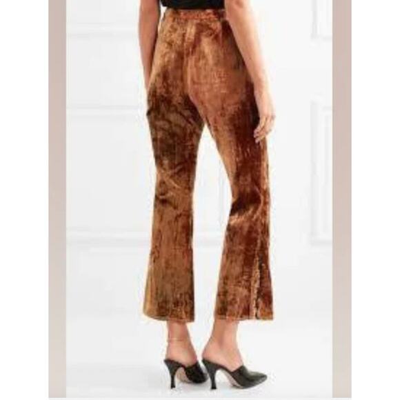 Ellery Cooly Chant Cropped Crushed-Velvet Flared Pants Copper Women's Size 8 - Picture 3 of 16